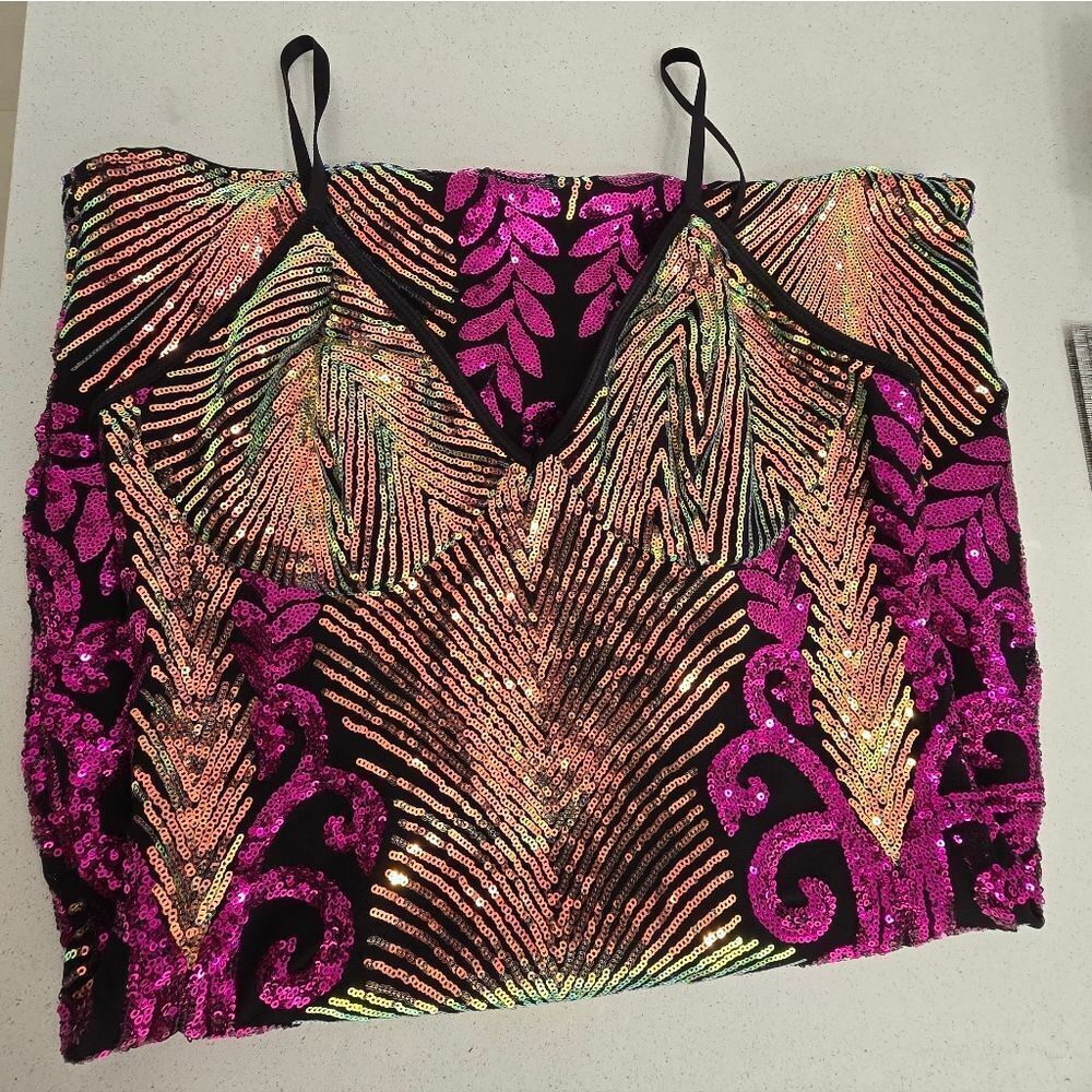 Never Worn- SHEIN Multicolor Sequin Midi Dress - Picture 15 of 17